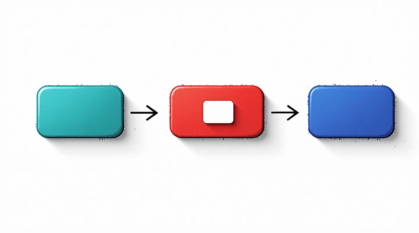 Three-node enkephalin pathway diagram in teal, red, and indigo connected by ink arrows on white